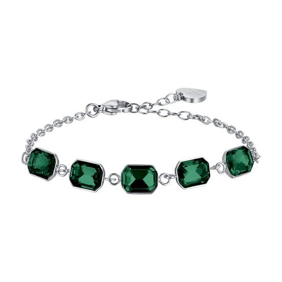 BRACELET ACIER POUR FEMME AVEC CRISTAUX VERTS