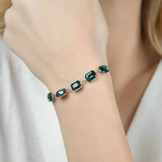 BRACELET ACIER POUR FEMME AVEC CRISTAUX VERTS