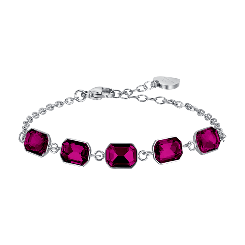 BRACELET FEMME EN ACIER AVEC CRISTAUX FUCHSIA