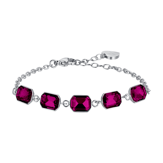 BRACELET FEMME EN ACIER AVEC CRISTAUX FUCHSIA