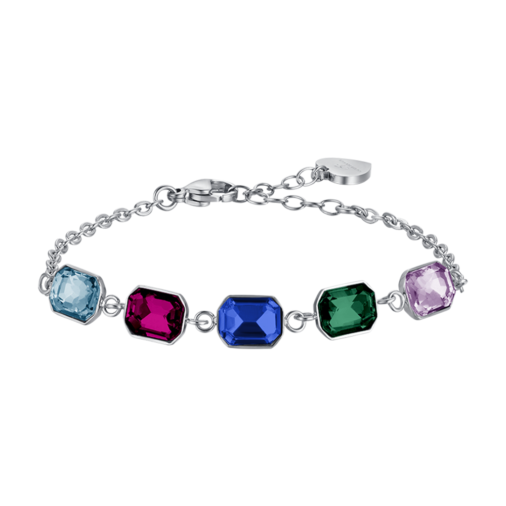 BRACELET ACIER POUR FEMME AVEC CRISTAUX MULTICOLORES