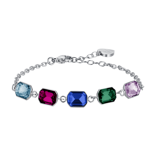 BRACELET ACIER POUR FEMME AVEC CRISTAUX MULTICOLORES