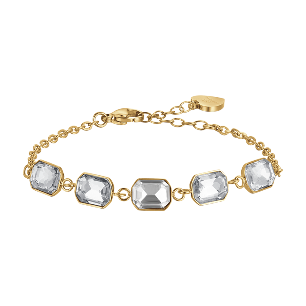 BRACELET POUR FEMME EN ACIER ET OR IP AVEC CRISTAUX BLANCS