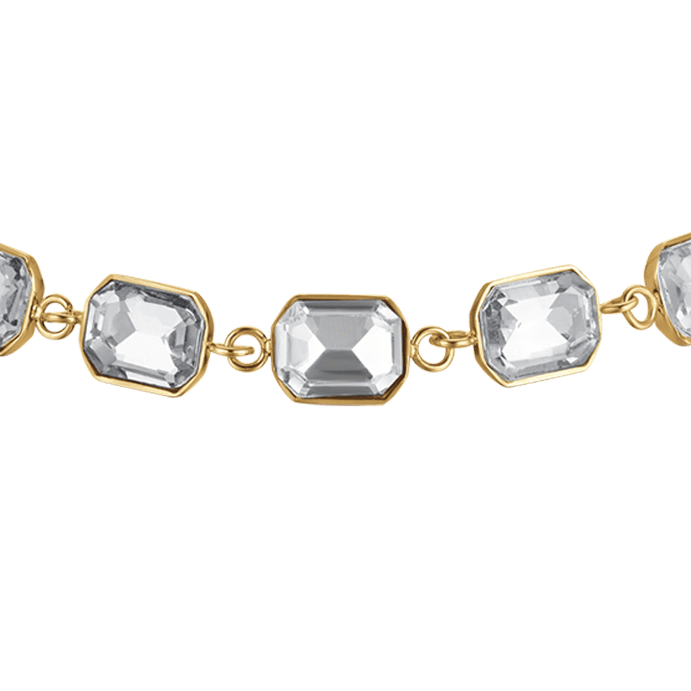 BRACELET POUR FEMME EN ACIER ET OR IP AVEC CRISTAUX BLANCS