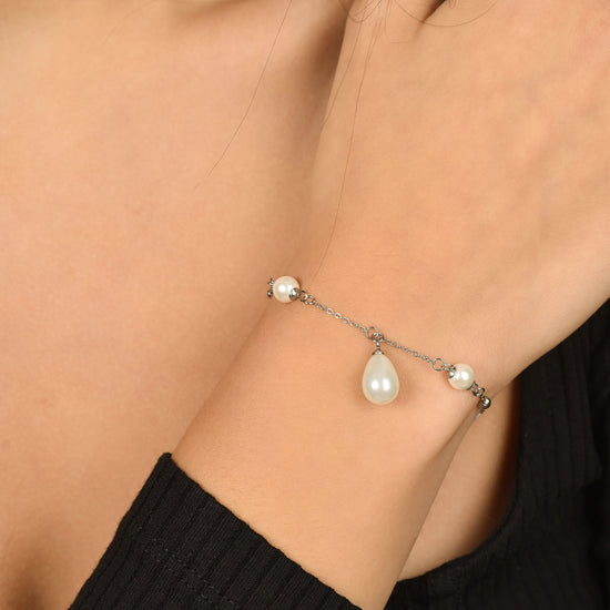 BRACELET FEMME EN ACIER AVEC PERLES