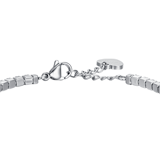 BRACELET DE TENNIS EN ACIER POUR FEMME AVEC CRISTAUX BLANCS ET COEUR EN CRISTAL BLEU