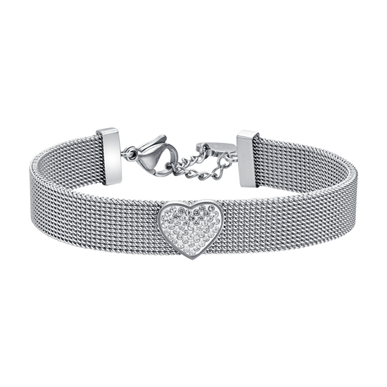 BRACELET FEMME MILANO EN ACIER AVEC COEUR ET CRISTAUX BLANCS