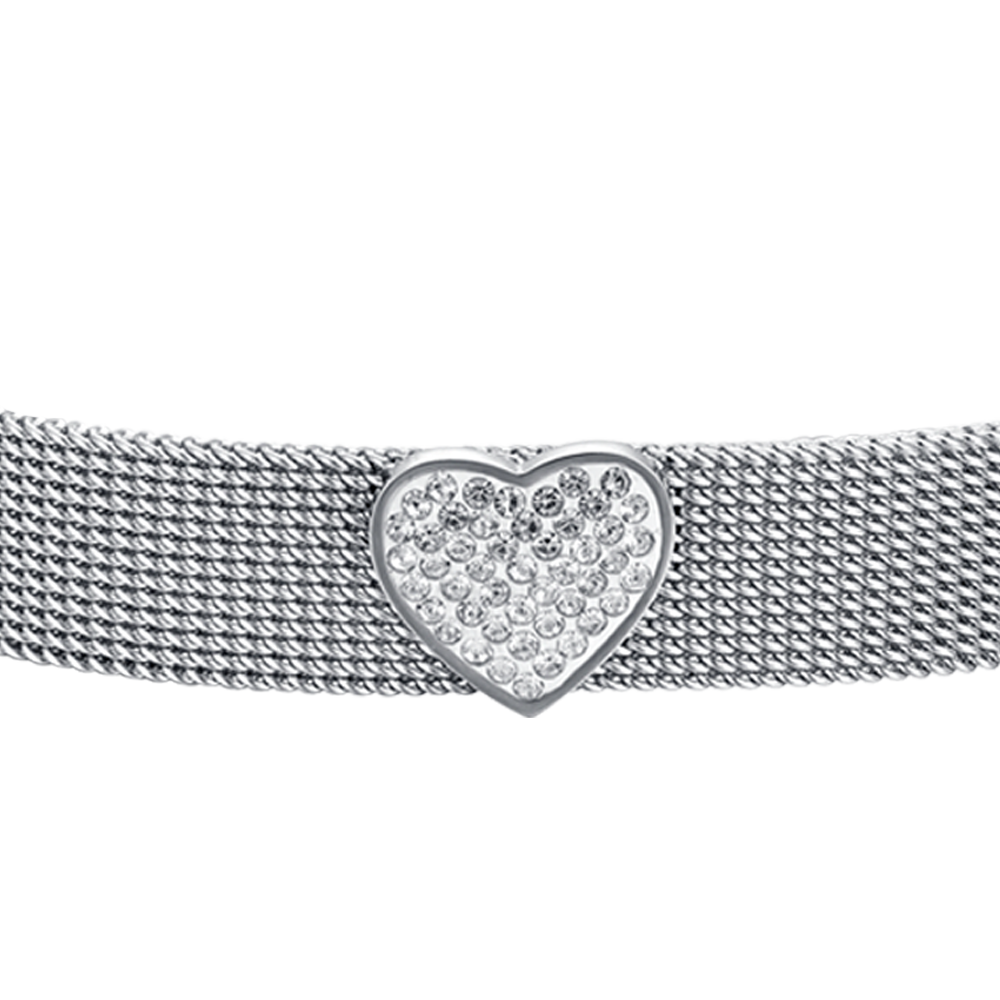 BRACELET FEMME MILANO EN ACIER AVEC COEUR ET CRISTAUX BLANCS