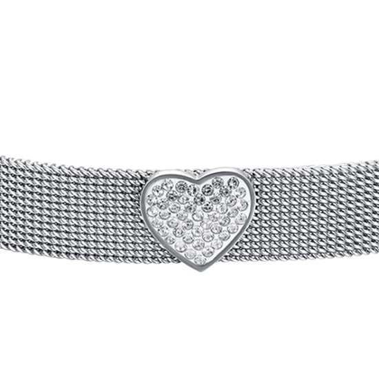 BRACELET FEMME MILANO EN ACIER AVEC COEUR ET CRISTAUX BLANCS