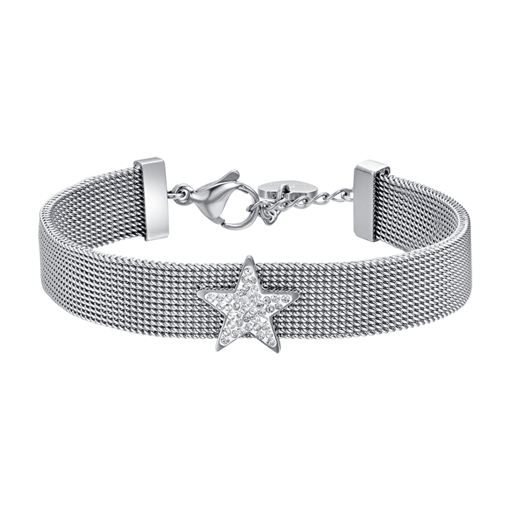 BRACELET FEMME MILANO EN ACIER AVEC ÉTOILE ET CRISTAUX BLANCS