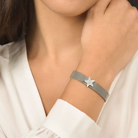 BRACELET FEMME MILANO EN ACIER AVEC ÉTOILE ET CRISTAUX BLANCS