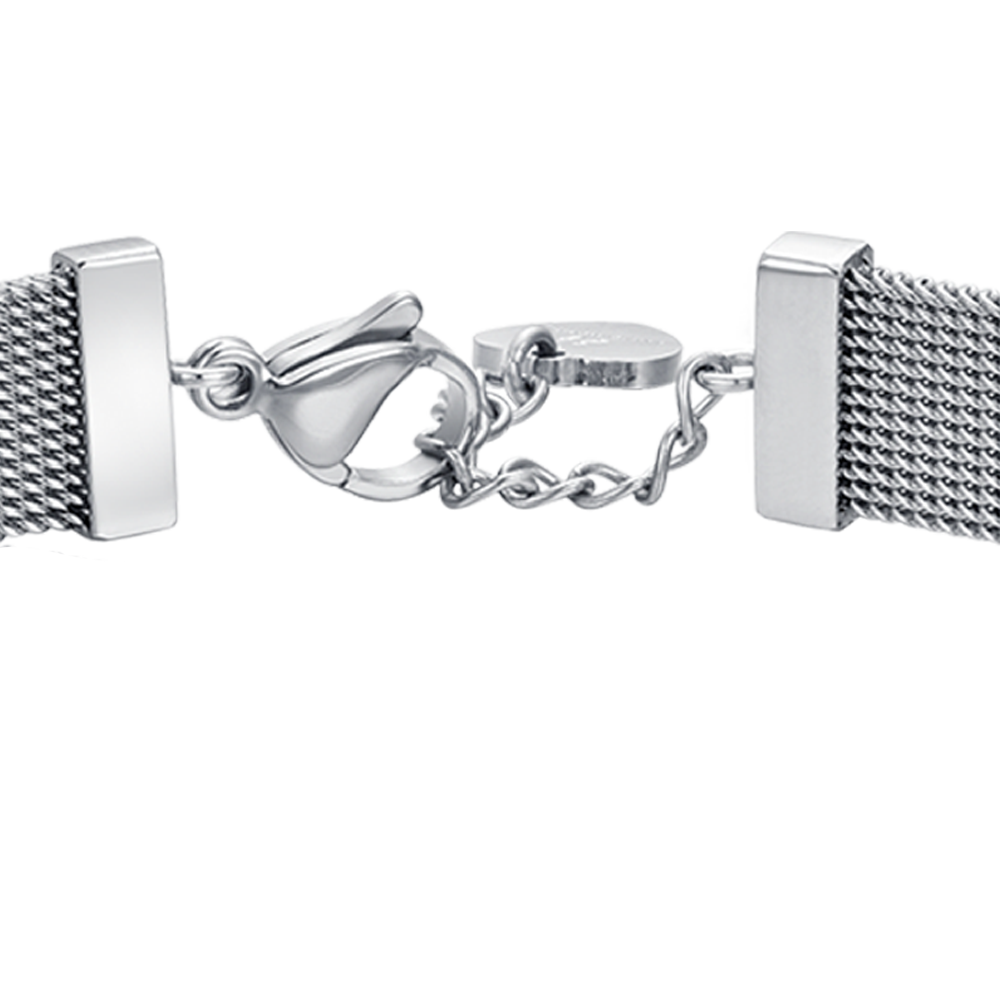 BRACELET FEMME MILANO EN MAILLE D'ACIER AVEC ÉLÉMENT EN CRISTAL BLANC