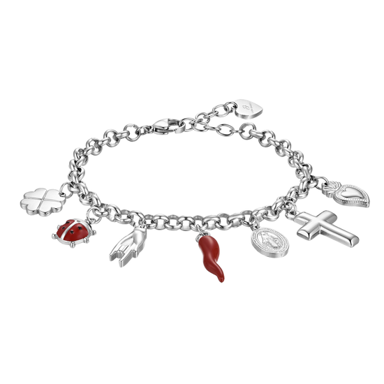 BRACELET FEMME EN ACIER AVEC BRELOQUES