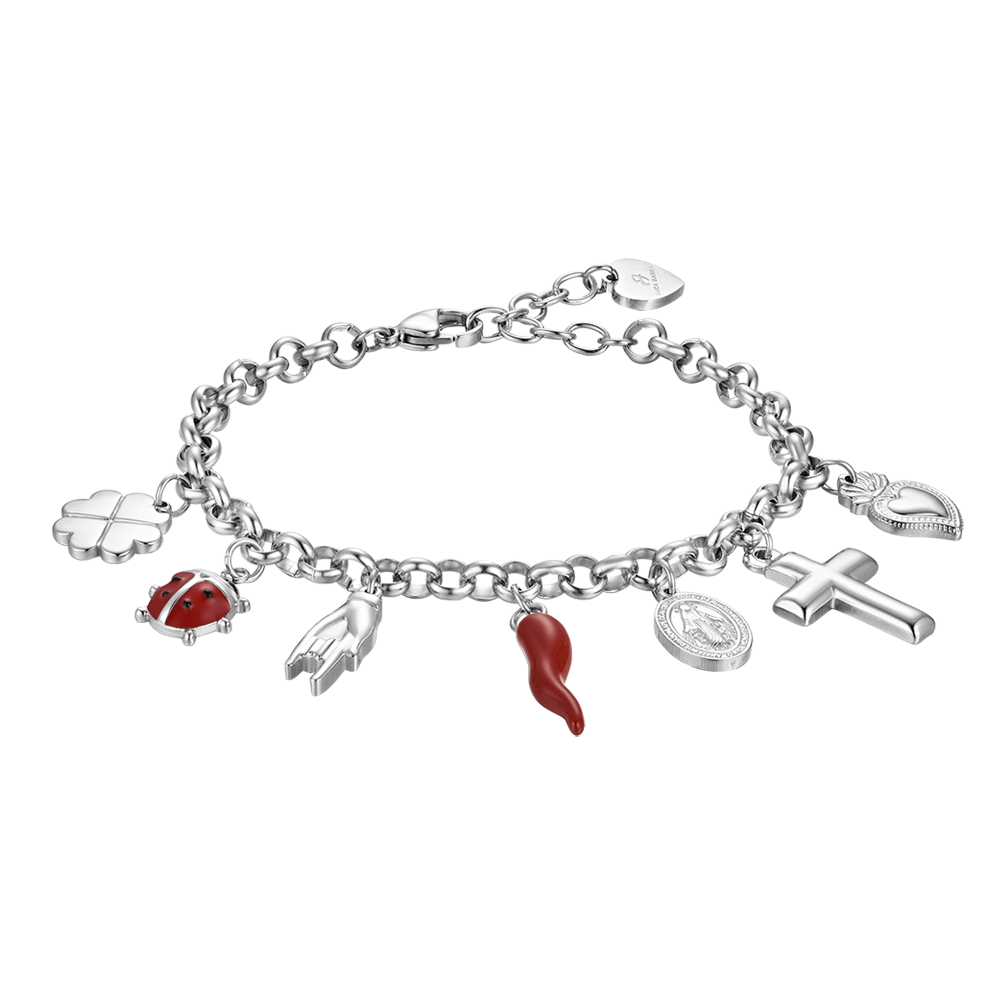 BRACELET FEMME EN ACIER AVEC BRELOQUES