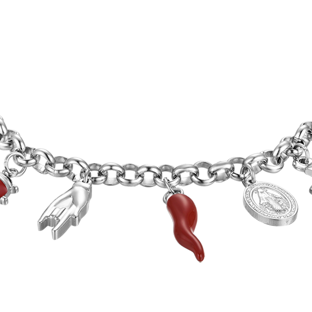 BRACELET FEMME EN ACIER AVEC BRELOQUES