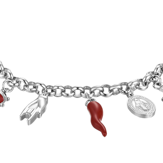 BRACELET FEMME EN ACIER AVEC BRELOQUES