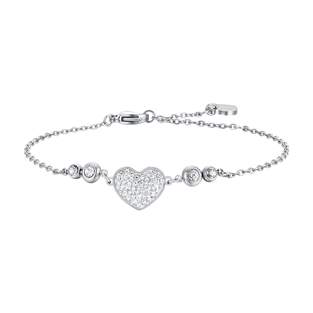 BRACELET EN ACIER POUR FEMME AVEC CRISTAUX BLANCS.