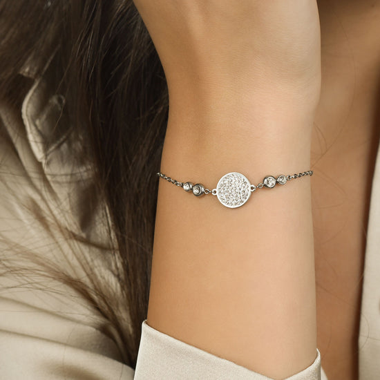 BRACELET FEMME EN ACIER AVEC ÉLÉMENT EN CRISTAL BLANC