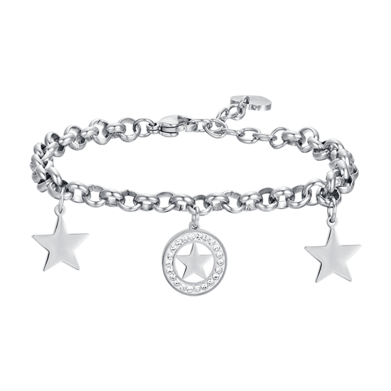 BRACELET FEMME EN ACIER DORÉ IP AVEC ÉTOILES ET CRISTAUX BLANCS