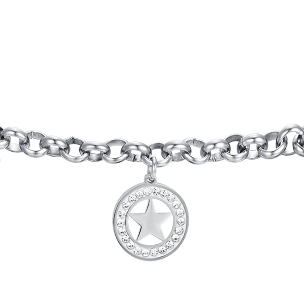 BRACELET FEMME EN ACIER DORÉ IP AVEC ÉTOILES ET CRISTAUX BLANCS