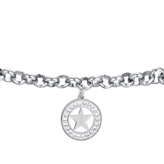 BRACELET FEMME EN ACIER DORÉ IP AVEC ÉTOILES ET CRISTAUX BLANCS