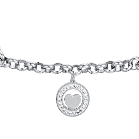 BRACELET FEMME EN ACIER DORÉ IP AVEC CŒURS ET CRISTAUX BLANCS