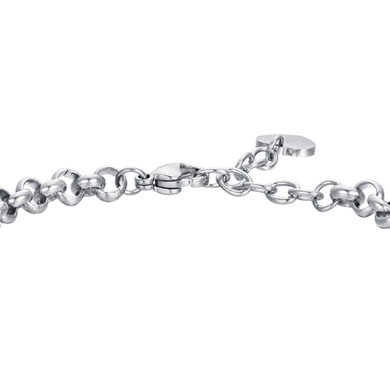 BRACELET FEMME EN ACIER DORÉ IP AVEC CŒURS ET CRISTAUX BLANCS