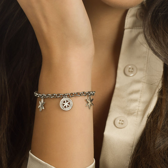 BRACELET POUR FEMME EN ACIER AVEC FLEUR DE VIE ET CRISTAUX BLANCS