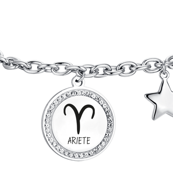 BRACELET FEMME EN ACIER SIGNE DU ZODIAQUE BÉLIER PLAQUE