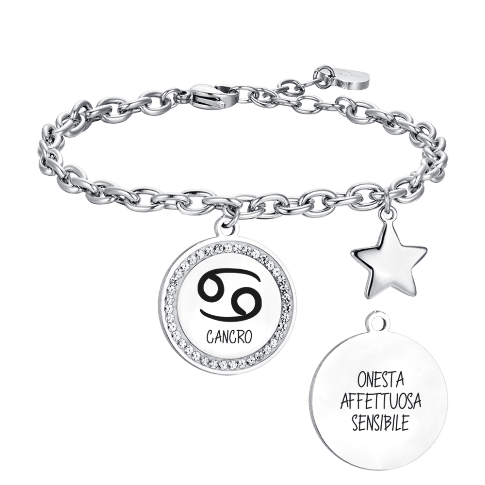 BRACELET FEMME EN ACIER SIGNE DU ZODIAQUE CANCER PLAQUE