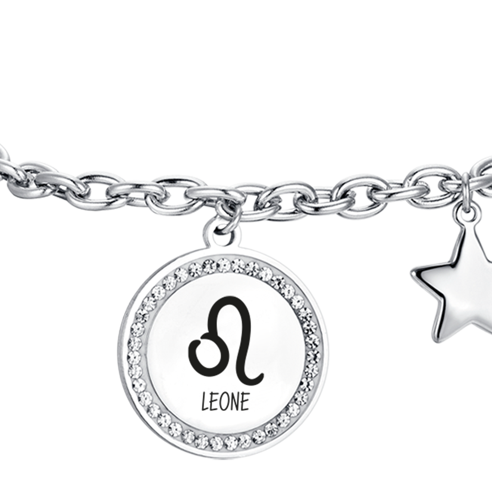 BRACELET FEMME EN ACIER SIGNE DU ZODIAQUE LEO PLAQUE