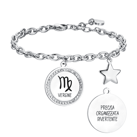 BRACELET FEMME EN ACIER SIGNE DU ZODIAQUE PLAQUE VIRGO