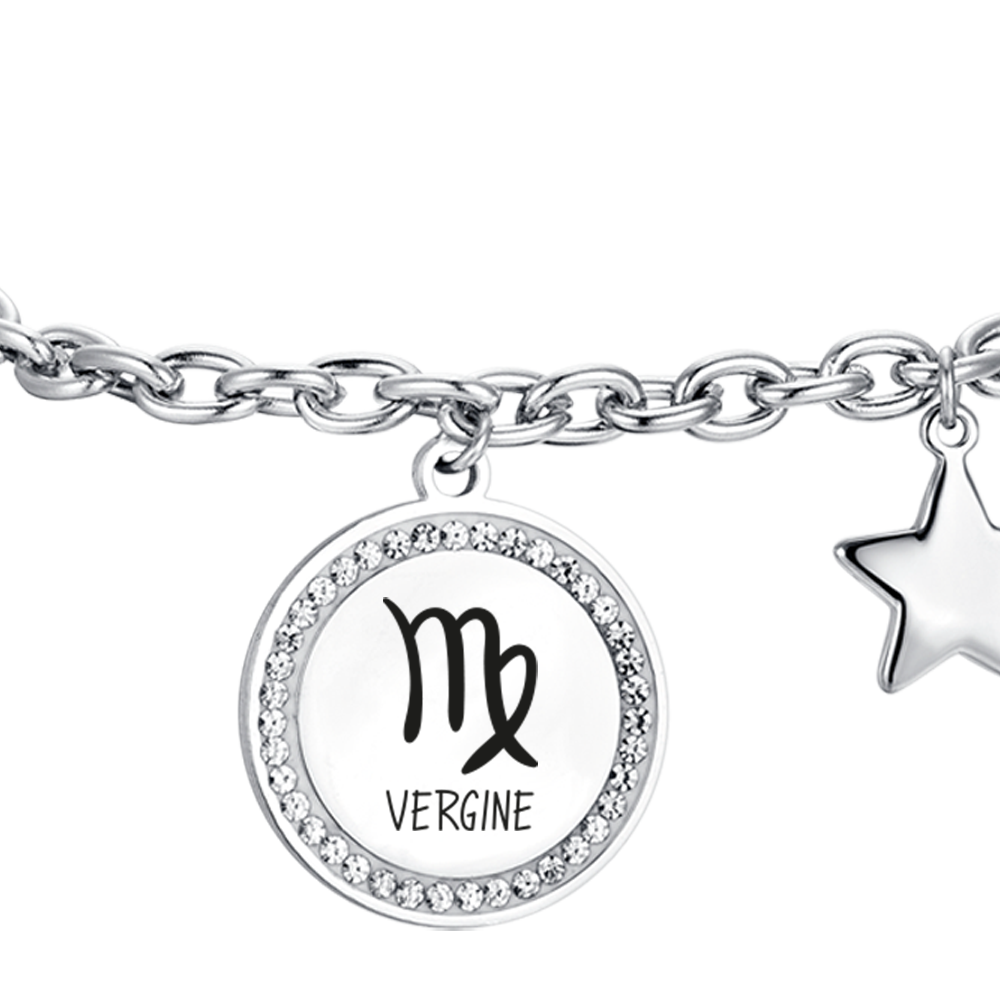 BRACELET FEMME EN ACIER SIGNE DU ZODIAQUE PLAQUE VIRGO