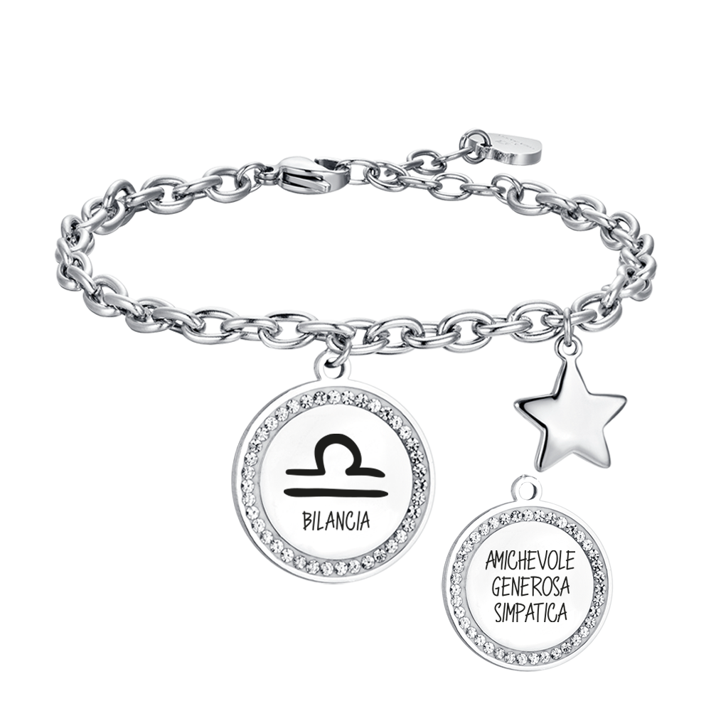 BRACELET FEMME EN ACIER SIGNE DU ZODIAQUE LIBRA PLAQUE