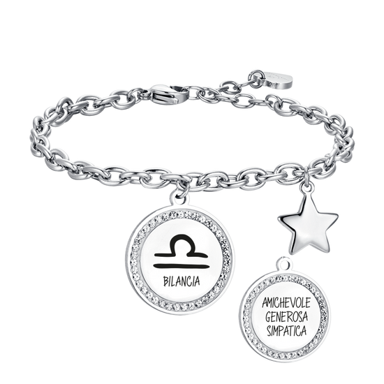 BRACELET FEMME EN ACIER SIGNE DU ZODIAQUE LIBRA PLAQUE