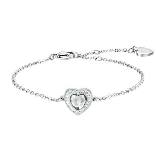 BRACELET FEMME EN ACIER AVEC CŒUR EN CRISTAL BLANC