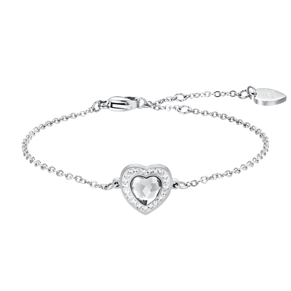 BRACELET FEMME EN ACIER AVEC CŒUR EN CRISTAL BLANC