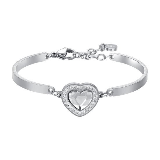 BRACELET FEMME EN ACIER AVEC CŒUR EN CRISTAL BLANC