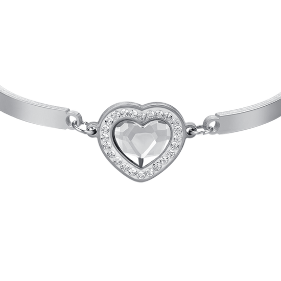 BRACELET FEMME EN ACIER AVEC CŒUR EN CRISTAL BLANC