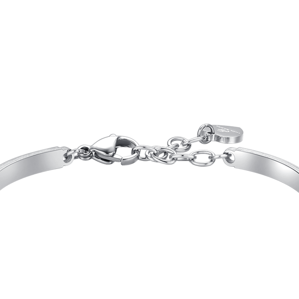 BRACELET FEMME EN ACIER AVEC COEUR EN CRISTAL ROSE ET BLANC