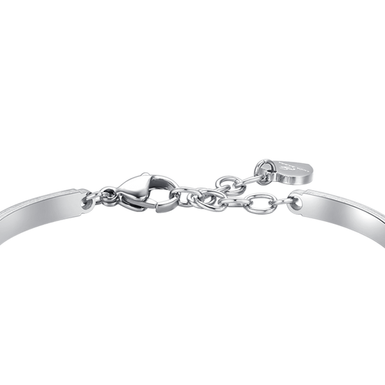 BRACELET FEMME EN ACIER AVEC COEUR EN CRISTAL ROSE ET BLANC