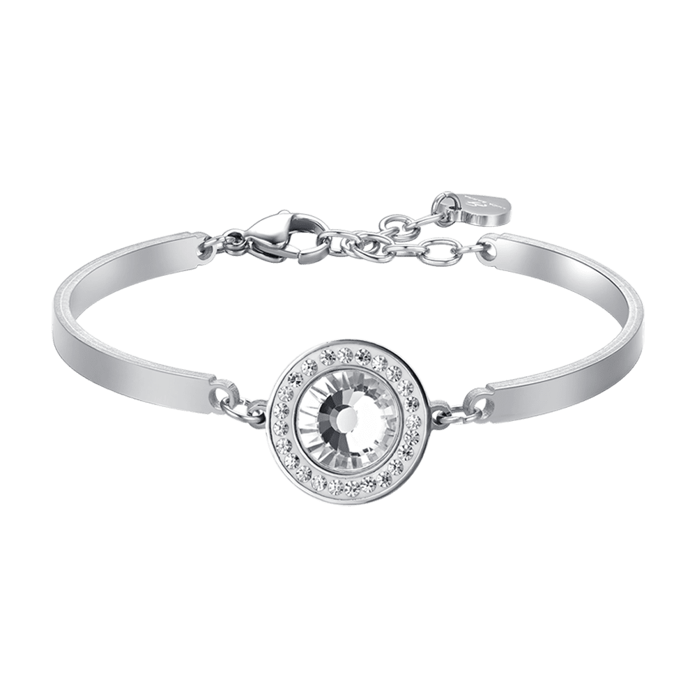 BRACELET FEMME EN ACIER AVEC ÉLÉMENT EN CRISTAL BLANC