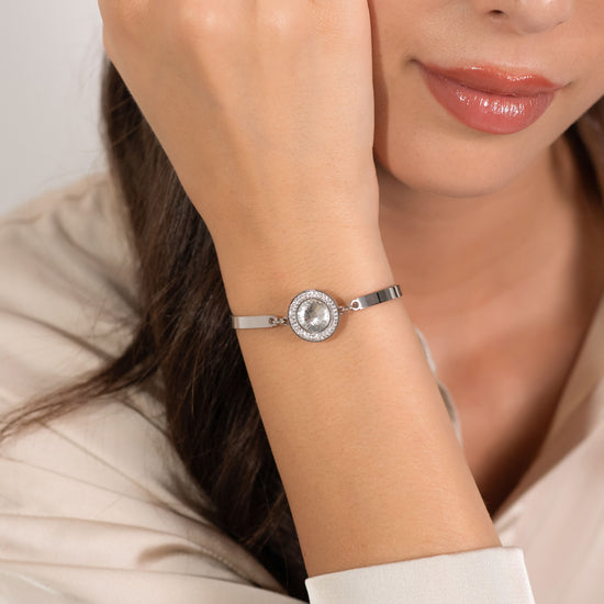 BRACELET FEMME EN ACIER AVEC ÉLÉMENT EN CRISTAL BLANC