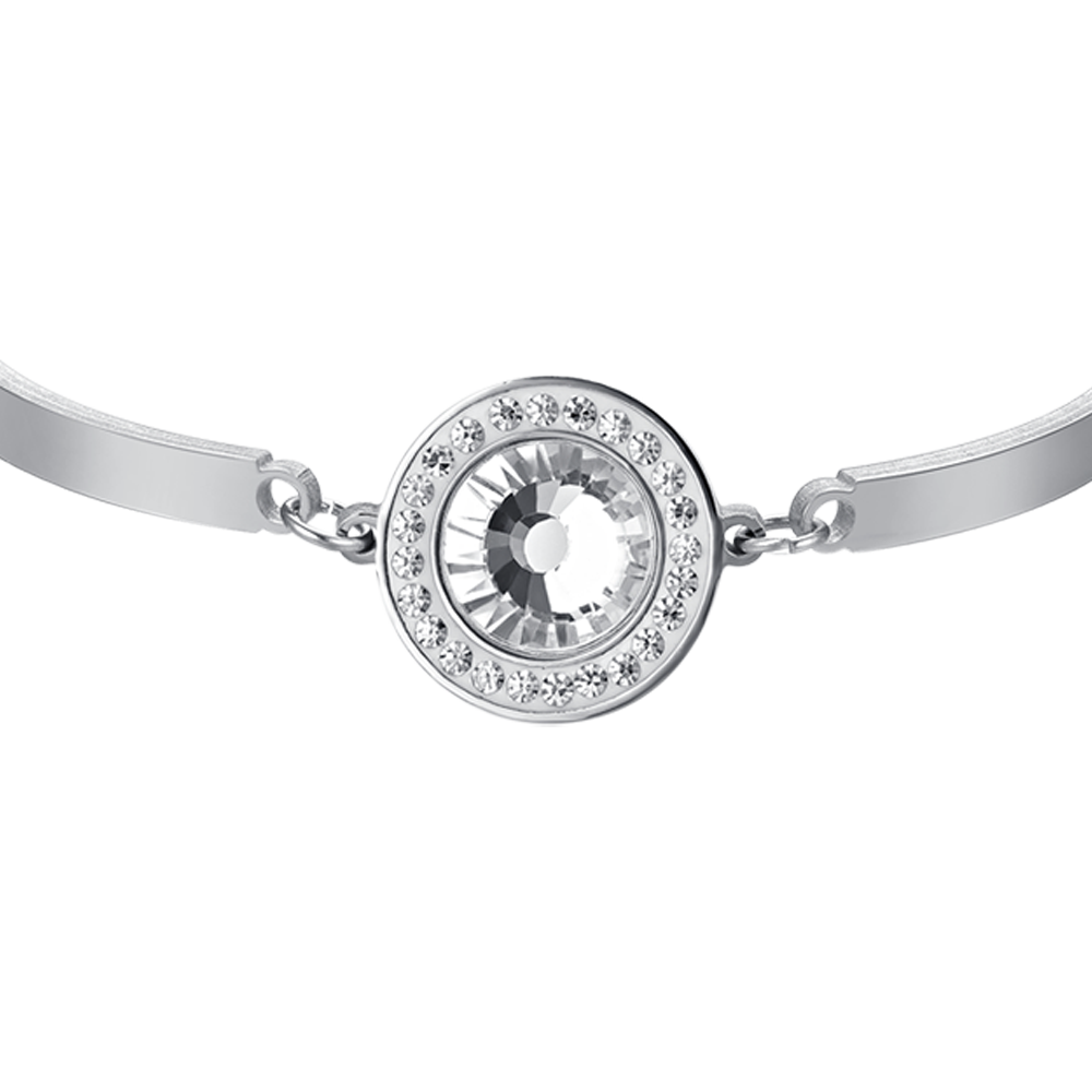 BRACELET FEMME EN ACIER AVEC ÉLÉMENT EN CRISTAL BLANC