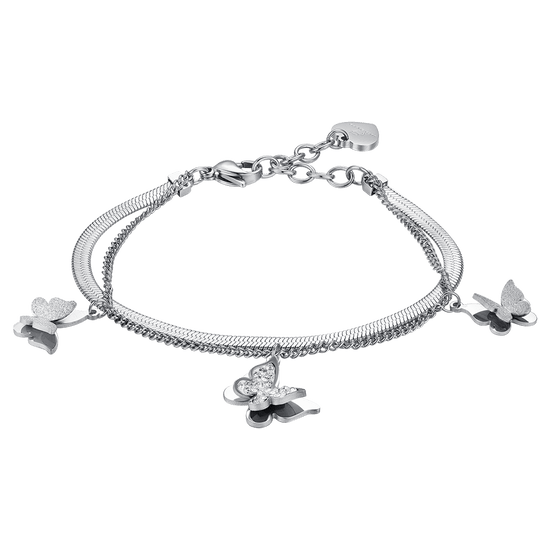 BRACELET PAPILLON EN ACIER AVEC CRISTAUX BLANCS POUR FEMMES