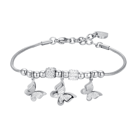 BRACELET PAPILLON EN ACIER AVEC CRISTAUX BLANCS POUR FEMMES