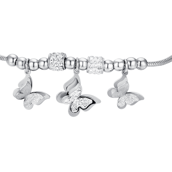 BRACELET PAPILLON EN ACIER AVEC CRISTAUX BLANCS POUR FEMMES