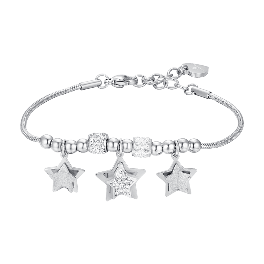 BRACELET FEMME EN ACIER ÉTOILÉ AVEC CRISTAUX BLANCS