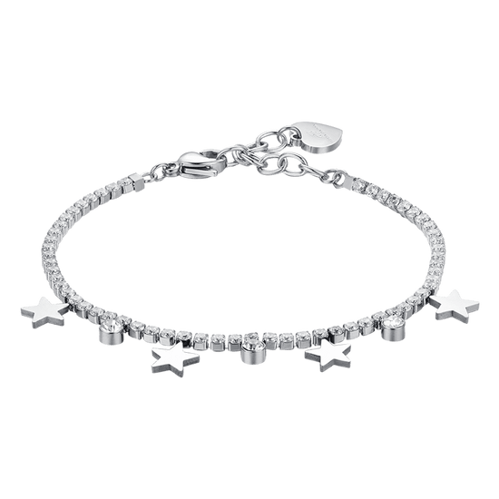 BRACELET DE TENNIS POUR FEMME EN ACIER AVEC CRISTAUX BLANCS ET ÉTOILES