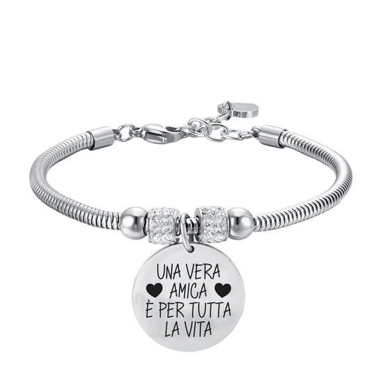 BRACELET EN ACIER POUR FEMMES UNE VRAIE AMIE, C'EST POUR LA VIE